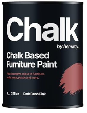Hemway - Chalk Based Furniture Paint - Dark Blush Pink 1 L | Chalky Matt Shabby Chic Finish for Interior & Exterior Home Decor | Quick Dry & All-in-one