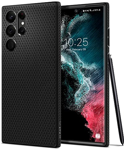 Spigen Liquid Air für Samsung Galaxy S22 Ultra -Matte Black | Air Cushion Tech, Sound Tunnel Tech, Militär-Grade Schutz, Slim TPU Case, Non-Slip Grip, Präzise Aussparungen