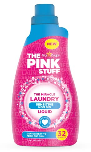 8er Pack - StarDrops The Pink Stuff The Miracle Laundry Sensitive Detergent Non-Bio - Flüssigwaschmittel - 30 Waschladungen - 960ml