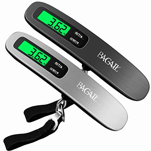BAGAIL Bagagevåg digital bagagevåg med bakljus LCD-display, tarafunktion, bärbar hängande våg för resväskor, kök och fiske, batteri ingår, maximal vikt upp till 50 kg/110 lb
