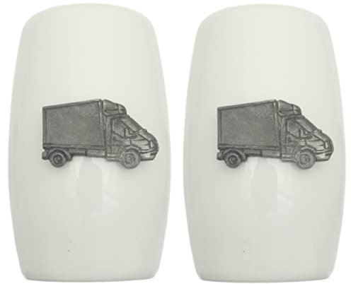 Luton Van China Salt and Pepper Shakers Cruet Set Modern White CSP 447