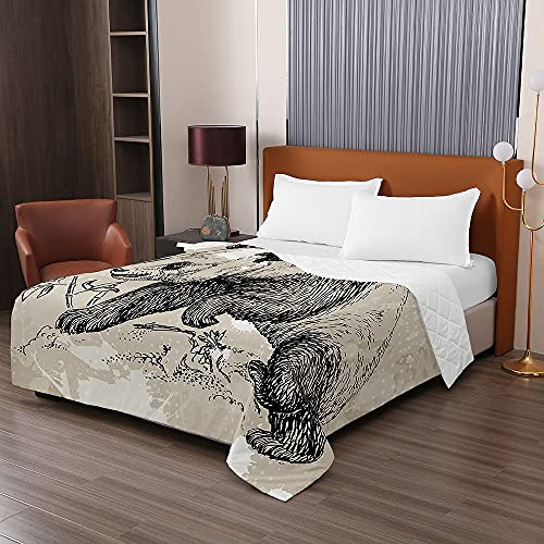 Odot Colcha Bouti de Verano, 3D Panda Estampado Suave Microfibra Multiusos Cubrecama Lavable Acolchada Edredón Manta para Cama de Infantil Individual Matrimonio (230x280cm,Bosquejo)