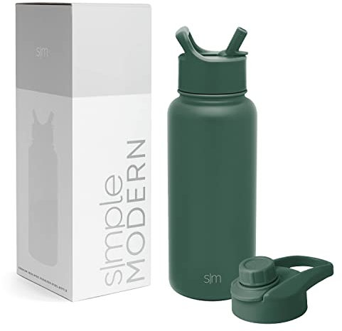 Simple Modern Trinkflasche mit Strohhalm und Chug-Deckel | Wasserflasche Edelstahl Isolierte für den Sport Fitnessstudio | Summit | 950ml | Forest