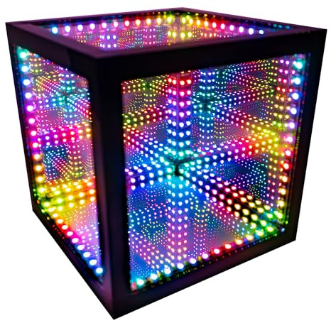 The Hyperspace Lighting Company HyperCube Infinity Cube LED Light - 10-Inch Sound Reactive Table Desktop Lamp - Cool & Creative RGB Multicolor Decorative Mirror Art Desk Night Light