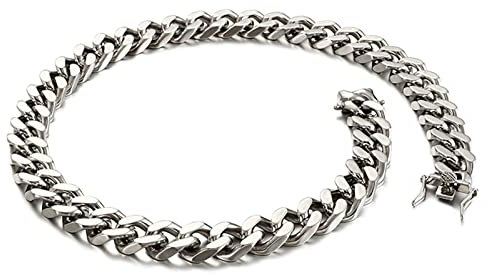 ANAZOZ Kette Edelstahl Damen Ohne Anhänger 65 cm, Halskette Herren Hip Hop Panzerkette Silber 14mm Breit