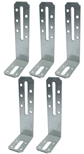AERZETIX - C58919 - Lot de 5 Équerres d'assemblage réglables 120x55x30x2 mm à coins biseautés - trous de montage 10+2 - pour cloisons en plaques de plâtre plan de travail - en acier zingué Z275
