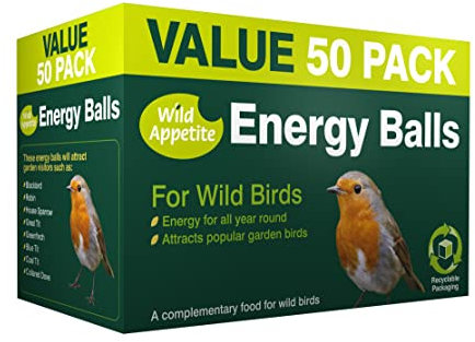 Wild Appetite Suet Energy Fat Balls Bird Food - Pack of 50