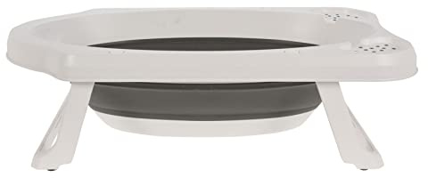 Babywanne faltbar mit klappbaren Füßen - 33 L / 82 x 47 cm - Rutschfeste Kunststoff Baby Badewanne in weiß - Anti-Rutsch Wanne Badesitz für Neugeborene und Kleinkinder