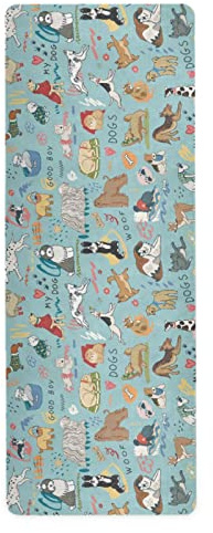 Yogamatte mit verschiedenen Hunden, rutschfest, Naturkautschuk, Fitness-Matte für Zuhause, Workout, Fitnessstudio, Stretching, Pilates-Matte mit Tragetasche, 180,3 x 66 cm