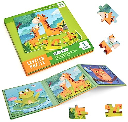 Vesaneae Kinderpuzzle 3-in-1 Magnetpuzzle, Magnetisches Tier Puzzle | Magnetpuzzle für kinder ab 3,4,5 jahre als lernspielzeug, fördert motorik und konzentration, tolles kinder geschenk