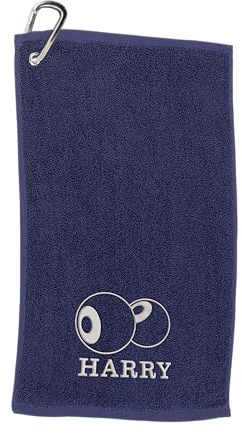 Varsany Personalised Lawn Bowls Towel – Embroidery and Clip 100% Ringspun Cotton Lawn Bowls Accessories - Dad Lawn Bowls Gift - Fathers Day Lawn Bowls Gift