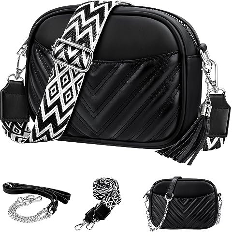 JUYANO Crossbody Bag Damen Leder, Kleine Umhängetasche mit Breitem Gurt, Stylisch Handtasche Umhängetasche Damen mit Kartenschlitz Abnehmbar Schultergurt