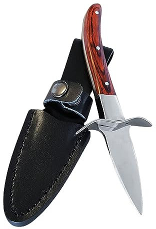 BESTonZON Cuchillo Para Abrir Ostras De Acero Inoxidable Mango De Madera Abridor De Ostras De Herramientas Para Mariscos Cortador De Mariscos Para Cocina y Picnic