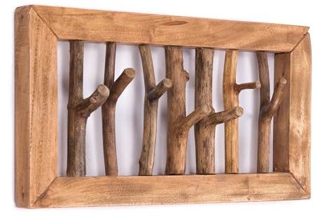 CREEDWOOD APPENDIABITI da parete Leonor 50 | 7 ganci, legno, 50 cm | Pannello appendiabiti, ganci per cappotti naturali, ganci decorativi da parete, appendiabiti da ingresso