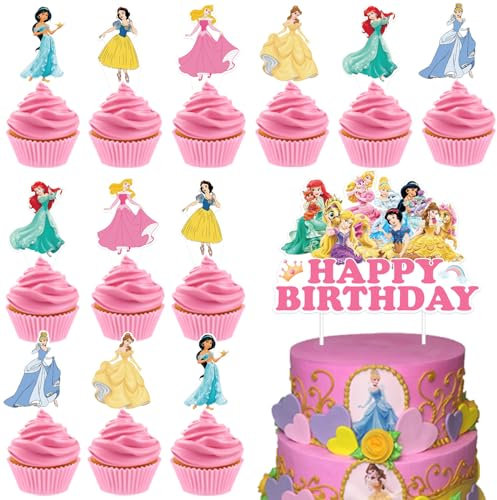 Pack of 24 Princess Cake Toppers Birthday Princess Birthday Decoration Princess Cupcake Toppers Cake Topper Princess for Children Princess Theme Party Birthday Cake Decoration