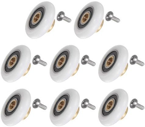 sourcing map Shower Door Roller Wheel 23mm Diameter Replacement Part for Bathroom Glass Door, Sliding Shower Door Roller, (2 Set 8pcs)