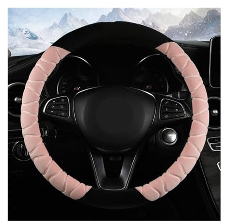 CAIDIS Lenkradbezug Auto Für Abdeckung Winter Warm Weiches Fell Lenkradschutz Universal Lenkradabdeckung (Farbe : Pink-Style 2)