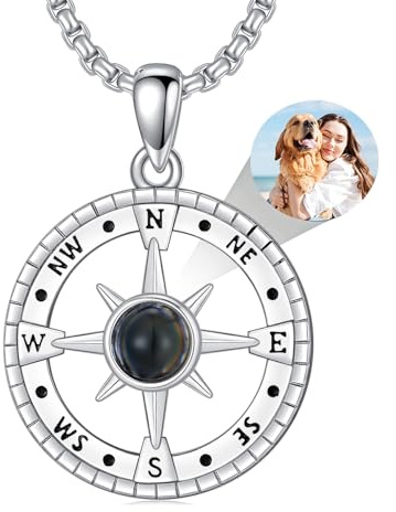 Dorunmo 925 Sterling Silber Personalisierte Foto ich liebe dich Halskette 100 Sprachen Projektion Anhänger Schmuck Geschenk für Herren/Ehemann/Papa