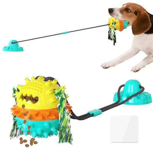 Yarteim Hundespielzeug mit Saugnapf, Hundespielzeug Intelligenz Ball, Interaktives Hundespielzeug Ball mit Seil, Futterball für Hunde, Kauspielzeug Hund Zerrspielzeug für Große Mittel Hunde & Welpen