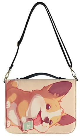 Kuiaobaty Haustier Tier Corgi Hund Muster Bibel Schutzhülle mit Schultergurt Cartoon Welpe Kunstleder Buchhülle Christliches Geschenk für Männer Frauen