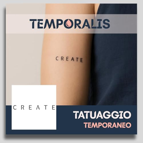 Tatuaggio SCRITTA - Temporalis® | Tatuaggi temporanei uomo donna, tatuaggi finti vegani e waterproof - Certificato UE - Dura 1-2 settimane [ Tattoo CREATE ]