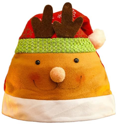 JUNNASALIKER Lustige Weihnachts Nikolausmützen Mit Rentier Spitzhut Formeller Event Festival Weihnachtsmann Mütze Für Feiertagsfeiern