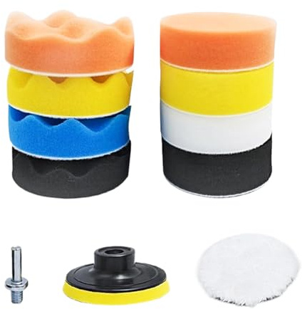 Tampone per lucidatura spugna, tampone per lucidatura auto, ruota per lucidatura con adattatore per trapano | Kit tampone per lucidatura auto, tampone per lucidatura auto, kit t