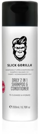 Slick Gorilla Daily 2 in 1 Hair Shampoo and Conditioner for Men, Lightly Scented Mens Shampoo & Conditioner Set Cleans, Hydrates, and Strengthens, Hair Products, Vegan, 200 ml