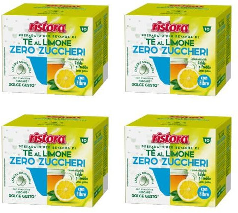 240 Capsule RISTORA compatibili con Nescafè Dolce Gusto THE AL LIMONE ZERO ZUCCHERI e Senza Glutine - 24 Astucci da 10 -