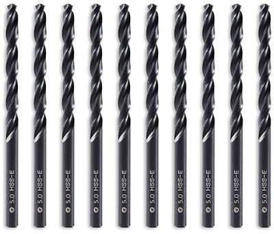 DelitonGude 5.0mm HSS M35 Cobalt Twist Drill Bits for Metals | 10pcs,Round Shank Suitable for Steel,Stinless Steels,Cast Iron and Other Metals