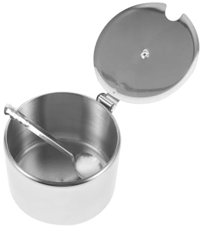 HEALEEP Edelstahl-zuckerbehälter Mit Deckel Und Löffel, Gewürzbehälter, Salzbehälter, Zuckerdose mit deckel, Pfeffer-vorratsglas, Gewürztopf Für Arbeitsplatte Und Herd
