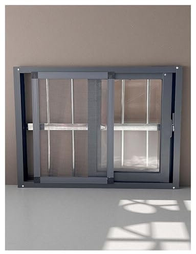 Genérico Ventana corrediza Horizontal de Aluminio for sótano, Grande, de 30, 40, 50, 60, 80 y 100 cm, con Vidrio y mosquitera, for baños, garajes y buhardillas.(40x40cm/16x16in)