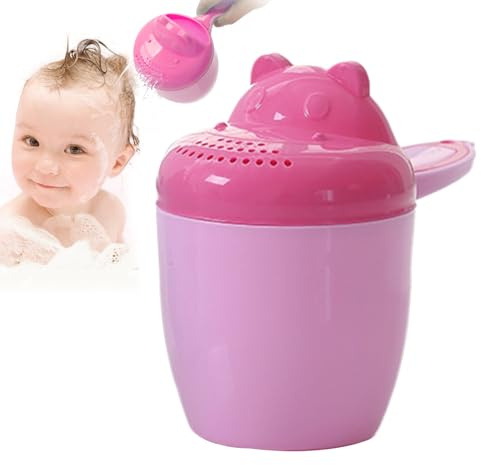 Gacqpli Lavavajillas para bebé, taza de ducha para enjuagar, cubo extra grueso con diseño de cómic para lavar el cabello para niños pequeños y niñas en la ducha