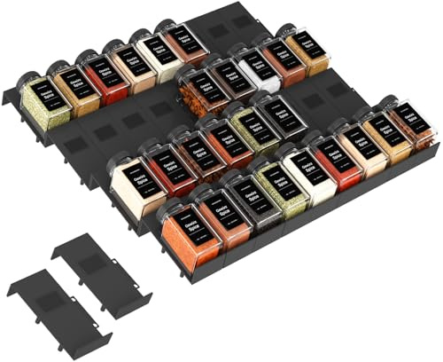 Famhap Spice Drawer Organiser, 36PCS Interlocking Expandable Seasoning Rack Tray Insert for Kitchen Drawers, Spice Rack Drawer for Spice Jars