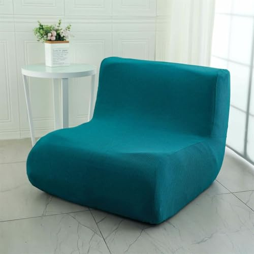BUAOGDVG Housse de Canapé Extensible Housse de chauffeuse sans Accoudoirs 1 Place Jacquard à Petits Carreaux for Canapés Paresseux poufs Tatami Chaise Inclinable Fauteuils(Turchese)