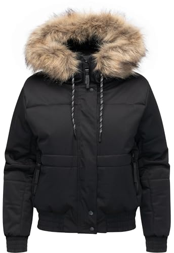 Ragwear Damen warme Winterjacke wasserdichte Bomberjacke mit großer Kapuze und (abnehmbarem) Kunstfell Deluxia YOUMODO XS-XXL