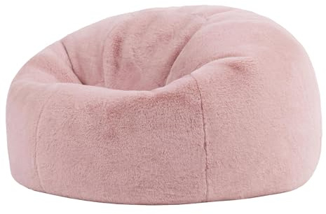 Icon Kingston Kunstfell Flauschig Sitzsack mit Füllung, Rosa | In Deutschland Hergestellt, Flauschiger Kunstpelzstoff, Lounge Sessel für Wohnzimmer und Schlafzimmer