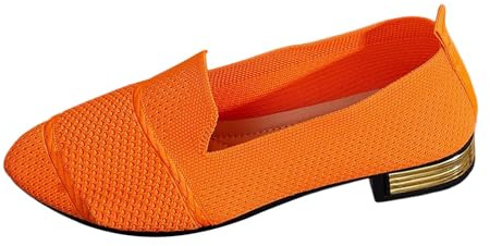 Bailarinas Mujer Slip On Strick Dreck Dreck Zapatos Planos Zapatos Zapatos Cómodos Bailarina Transpirables Ligeros Zapatos de Verano Mujer Elegante Caminar para Mujeres Zapatos Trachtschuhe, naranja