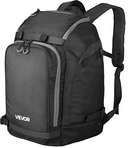 VEVOR Borsa per Scarponi da Sci, 55L, Zaino da Viaggio per Scarponi da Snowboard, con Esterno e Fondo Impermeabili, Oxford 1680D, Borsa per Sci, Snowboard, Casco, Occhiali, Guanti, Accessori Nero