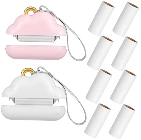 AUTSUPPL 2pcs Mini Lint Roller for Pet Hair, Compact Plastic Handheld Remover with Refills, 30 Tearable Sheets Per Roll for Clothes, Upholstery and Car