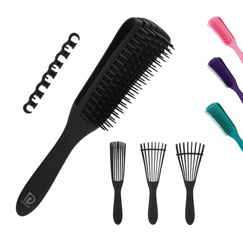 Brosse démêlante et anti-crêpe, idéale pour tous les types de cheveux, bleu noir