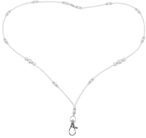 PRETYZOOM Perlen-Lanyard FüR Damen Weiß 50 Cm Klassisch | Zum Befestigen Von SchlüSseln, Ausweisen, Bordkarten, Auch FüR Karten, Usb-Sticks Geeignet