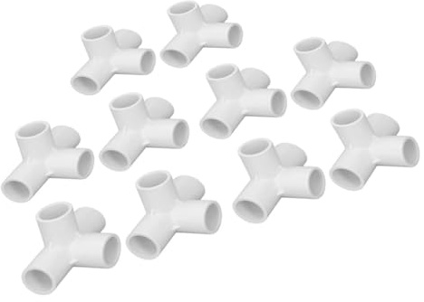 10 pezzi di raccordi for tubi in PVC da 0,8 pollici, morsetto a gomito a 4 vie for collegamento di mobili e tende(White)