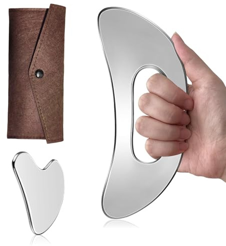 FrostyFlair Gua Sha Gesichtswerkzeug Aus Edelstahl, Guasha Gesichtsmassagegerät für Lymphdrainage, Skin Care Face Massager zur Entspannung, Abschwellung & Muskelregeneration