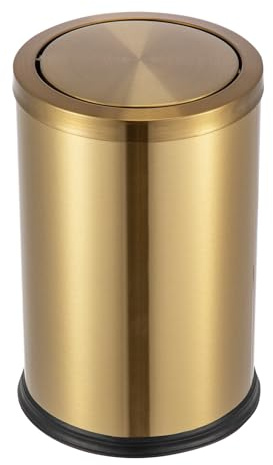 GreenWhim Premium 9L Stainless Steel Trash Bin with Bag Fix Ring – Large Capacity, Odor-Free, Quiet and Durable Garbage Can for Kitchen Bathroom, Elegant Gold Finish