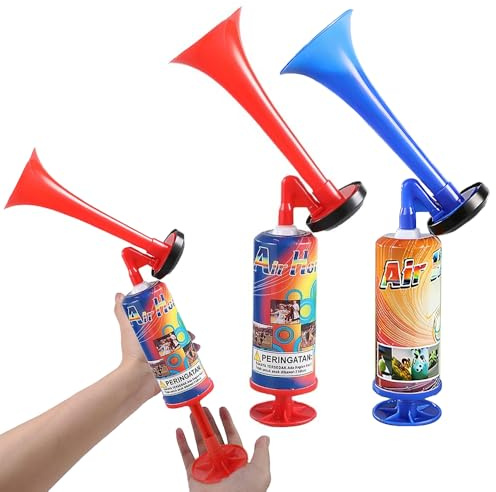SKIKHN 34CM Air Horn,2 Handheld Luftdruck Fanfare Pumpe,Stadion Tröte,Signalhorn,Fussball Lufthorn,Manuelle Stadion-Trompete,Druckluft Hupe,Tröte zum Anfeuern für Sportveranstaltungen Partys