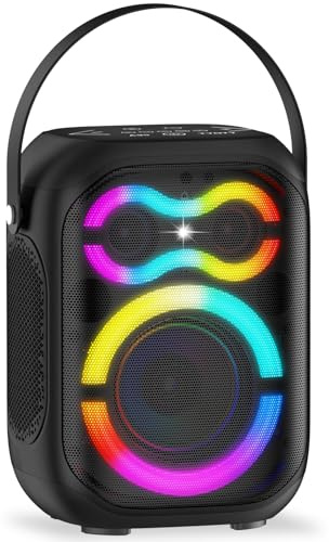 TYOTY Altavoces portátiles Bluetooth 80W Grande Potente inalámbrico al Aire Libre Fuerte estéreo bajo Profundo Sonido Boombox TWS Altavoz de Fiesta de casa con Luces led de subwoofer(Gris)
