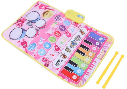 SUPYINI Baby-Musikmatte, Klavier mit 13 Tasten und 5 Instrumenten, Trommelmatte für Kleinkinder mit Lautstärkeregler, Demo-Songs, Klaviermatten-Spielzeug, 80 X 50 cm, Kunststoffmaterial, Ideales