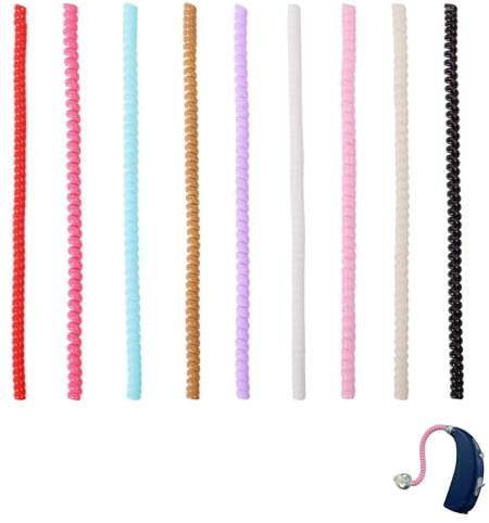 CONCHLERY 72Pcs 9 Colors Cochlear Cable Wrap Twist Protector Each Hearing Aid Cable Wrap Wire Protector for Cord Management Strengthening and Extending Service Life