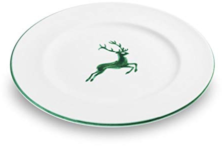 GMUNDNER KERAMIK Speiseteller Gourmet Durchmesser : 27 cm grüner Hirsch Geschirr, handgemacht in Österreich